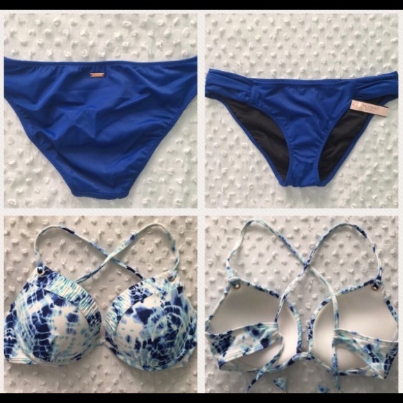 NWT Victoria’s Secret Blue Tie Dye 34C Small Suit - Picture 7 of 8